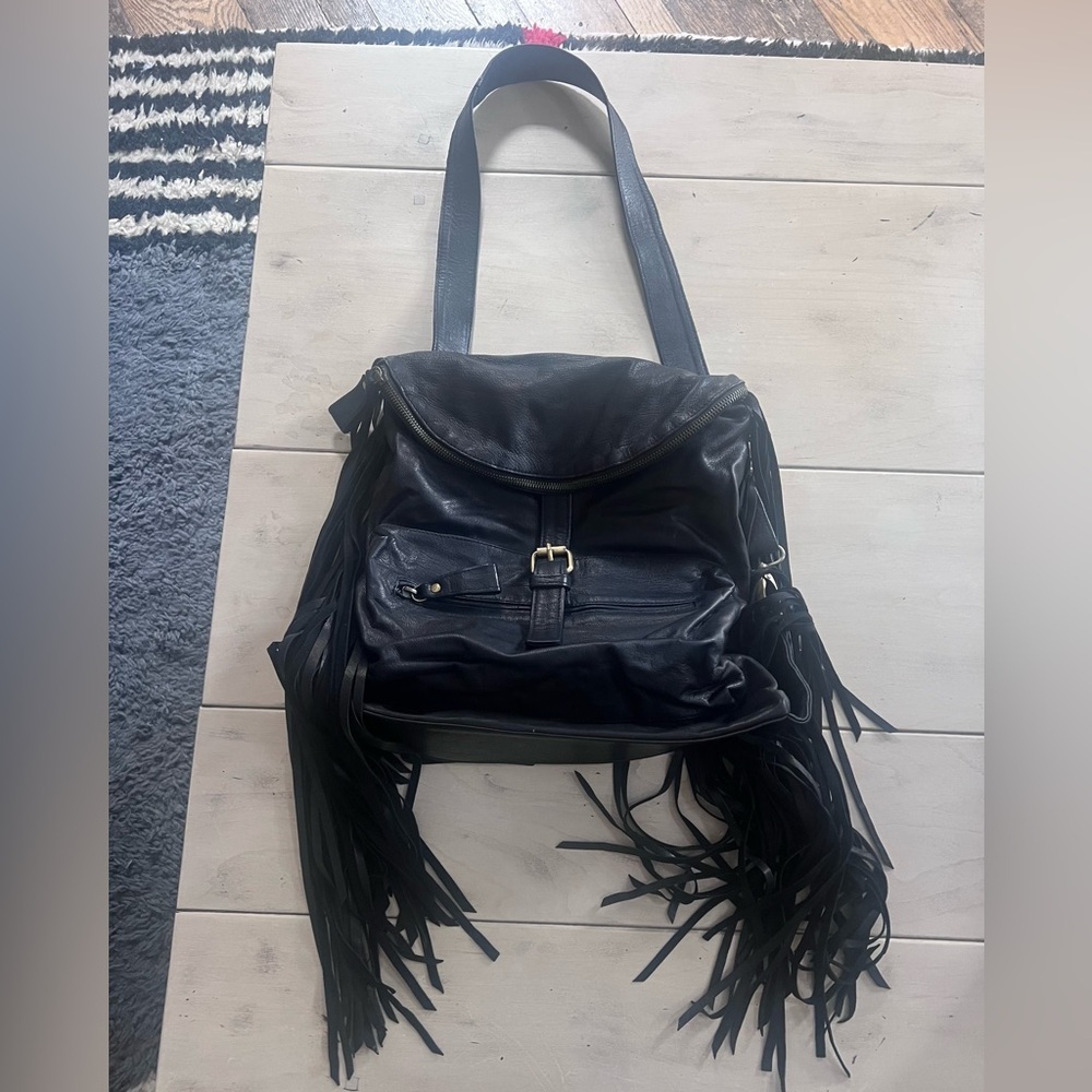 Fringe Nappa Leather Hobo Bag